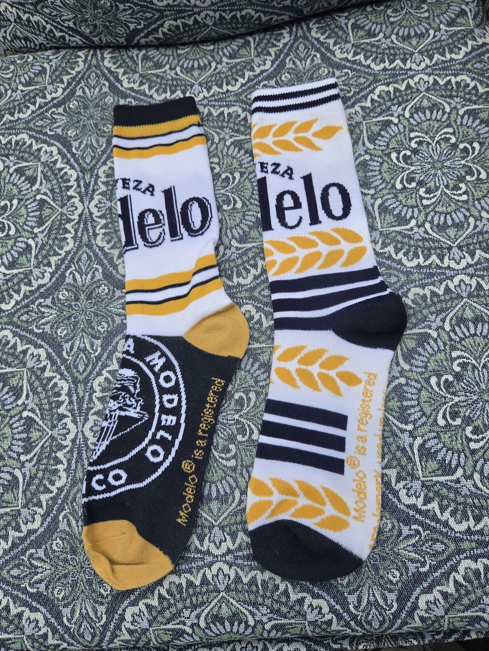 ModelCo White, Black & Gold Graphic Crew Socks